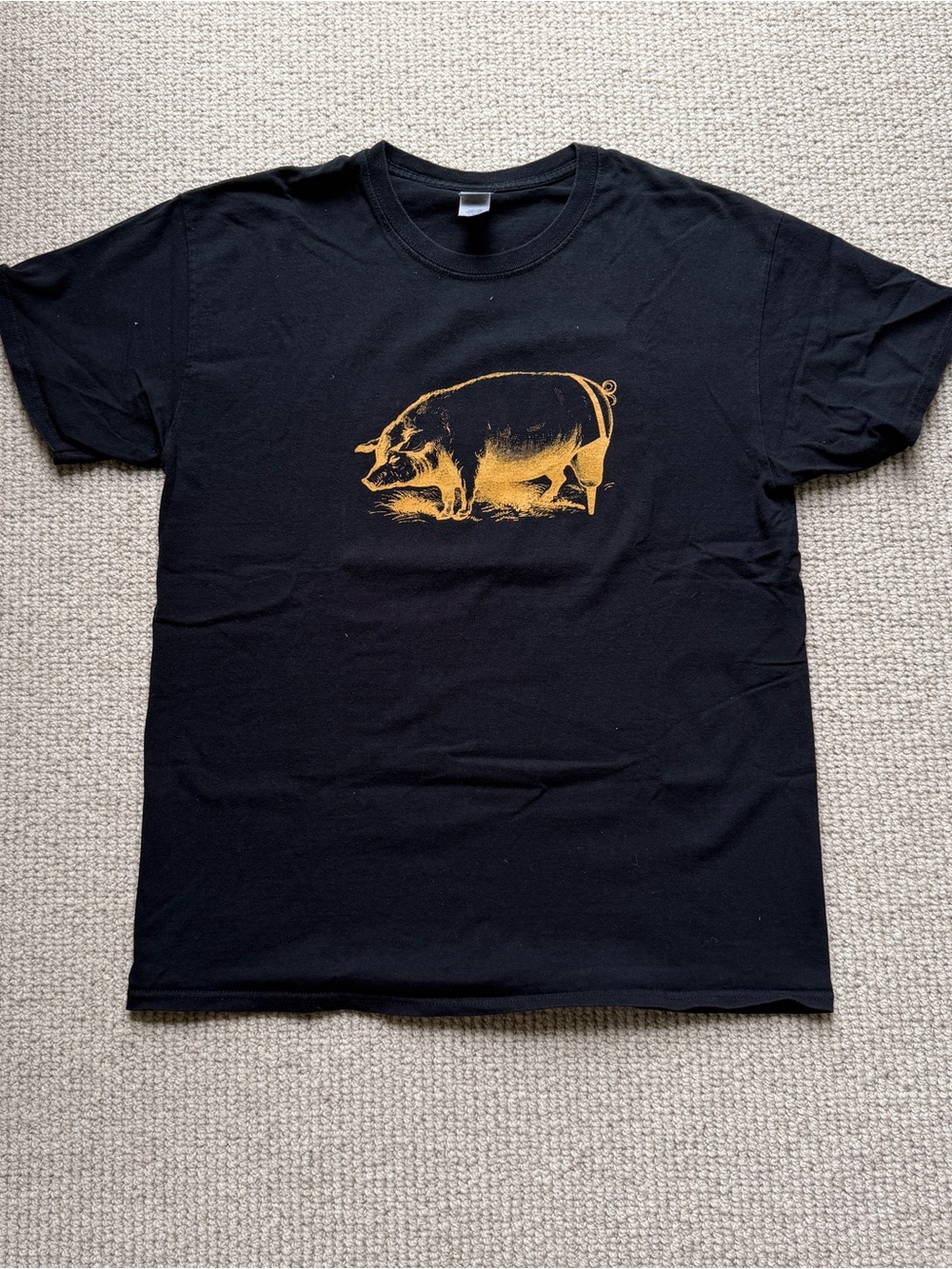 Gildan Black Short Sleeve Tee with Gold Pig Print